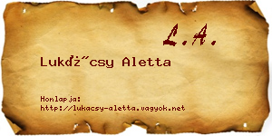 Lukácsy Aletta névjegykártya